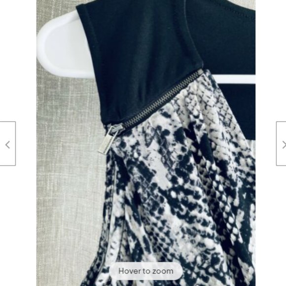 BCBGMAXAZRIA Dress Womens XS Black Gray Snakeskin Print V-Neck Sleeveless - Picture 4 of 5